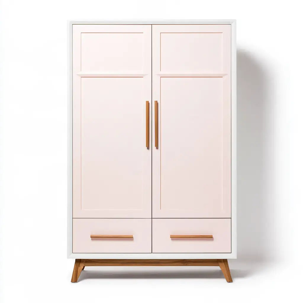 Armario con dos puertas y cajones bajos - rosa