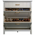 Zapatero con compartimentos abatibles y cajón alto - gris