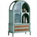 Vitrina con remate arqueado y cajones de rejilla - verde/beige