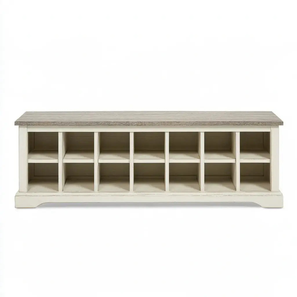 Isla de cocina con compartimentos abiertos rectangulares - beige