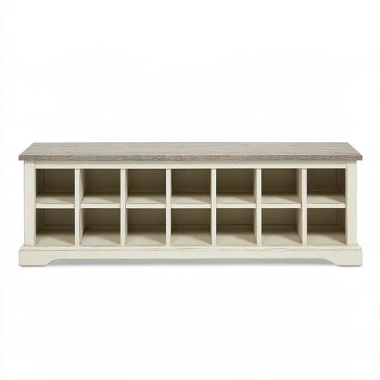 Isla de cocina con compartimentos abiertos rectangulares - beige