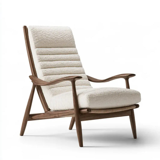 Sillón con respaldo segmentado y brazos abiertos - beige/marrón