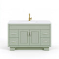 Mueble de baño con puertas centrales y cajones laterales - verde/blanco