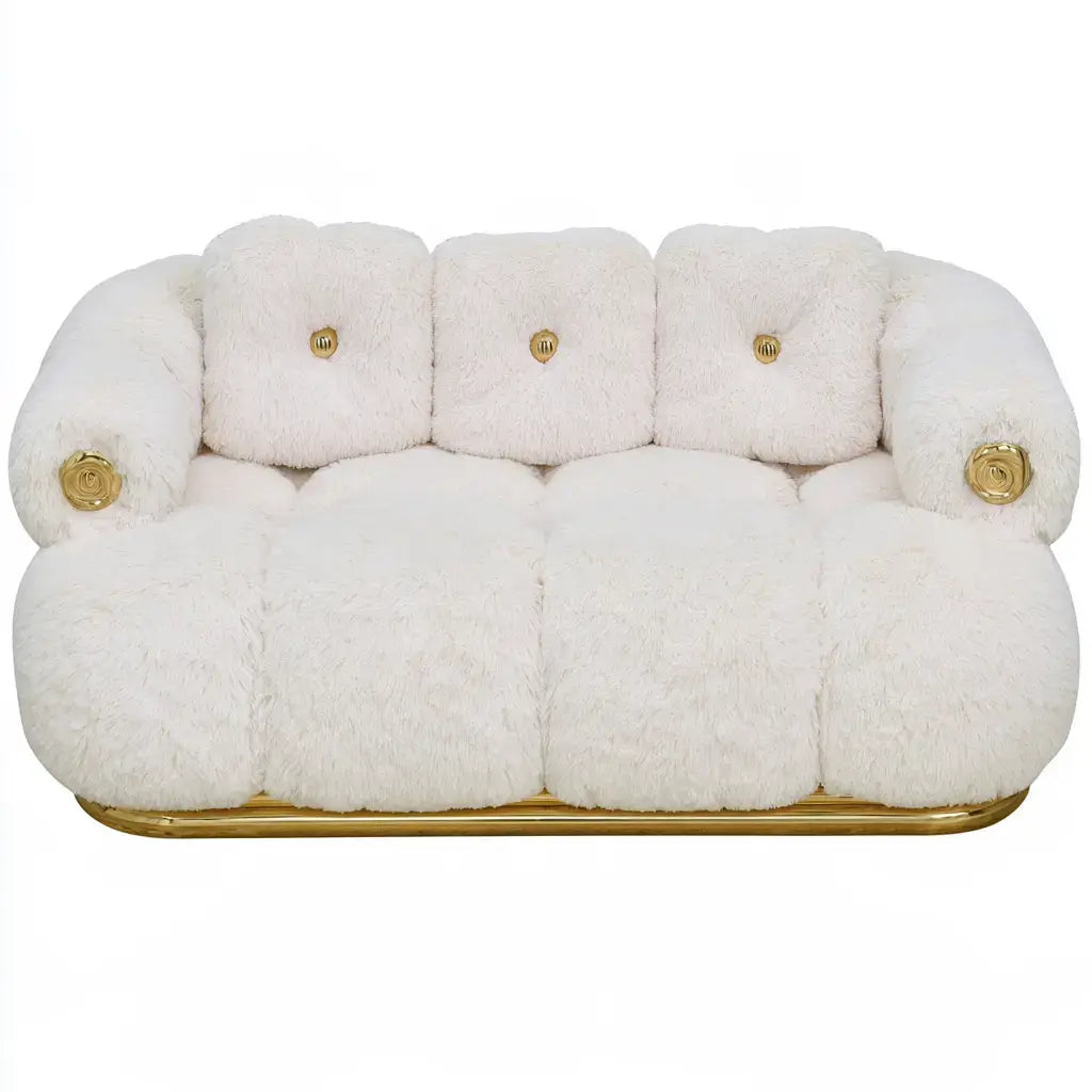 Sofá con respaldo de botones y asiento abombado - beige