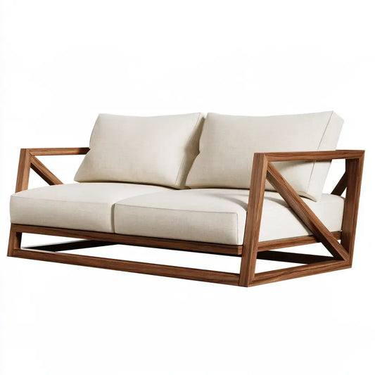 Sofá con estructura de brazos cruzados - marrón/beige