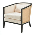 Sillón con laterales de rejilla y cojines claros - negro/beige